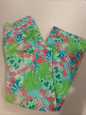 Lilly Pulitzer Coral, Aqua & Lime Boot Cut Pants